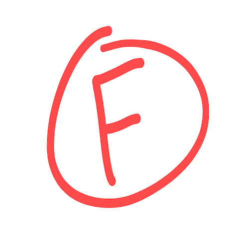 An F grade circled in red ink.